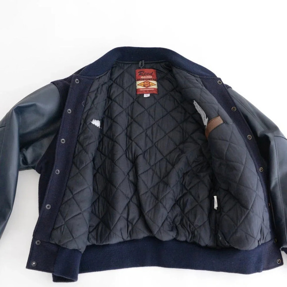 VTG Reed Sportswear Navy 100% Wool And Leather Detroit Police Supporter Jacket L - Picture 5 of 15